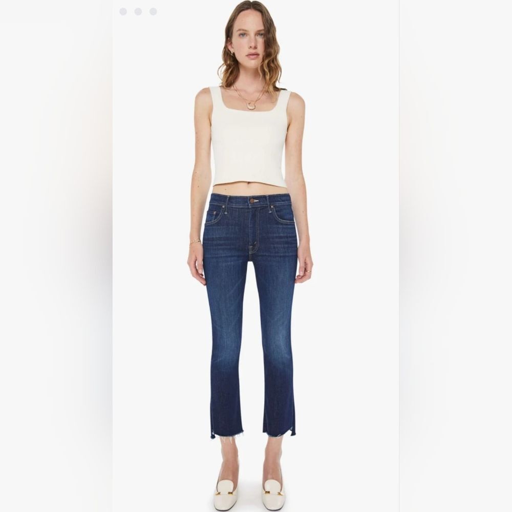 27 Mother The Insider Crop Step Fray Jeans Girl Crush Wash High Waist Boot Cut